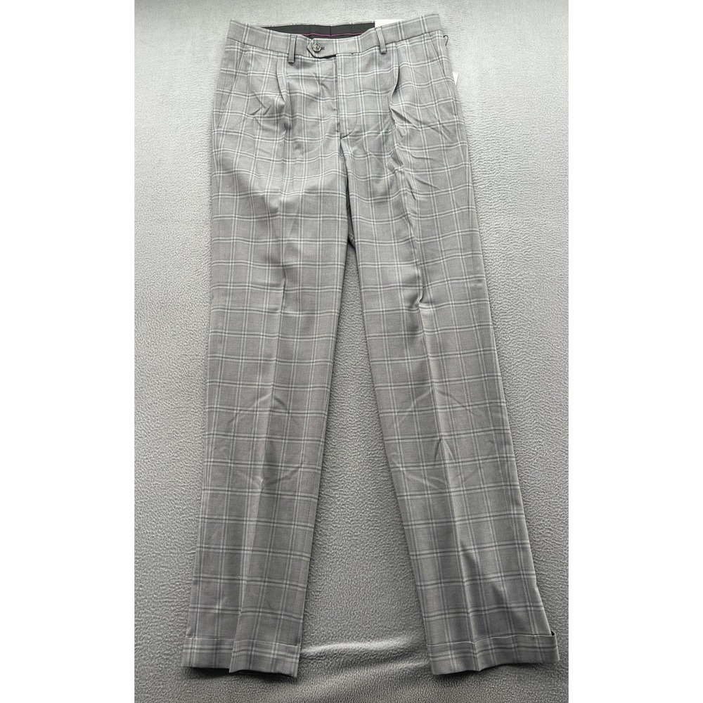 Sean John Sleeman Pants Men's Size 32x34 Grey Glen Plaid Stretch Dress Pants NWT